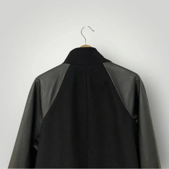 J. Crew Coat Vegan Leather Wool Black - Picture 6 of 9